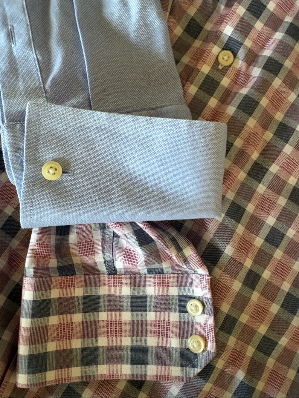 Set of 2 Banana Republic Men's Blue and Pink Check Dress Shirt Duo Size M - Picture 3 of 9